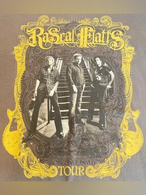 Vintage Rascal Flatts Bob That Head Tour 2008 Gray T-Shirt Size XLarge Concert